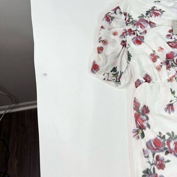 Maurices Mini Dress Womens 1X Multicolor Lined Tiered V-Neck Floral Print New - Picture 2 of 11